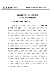 2020年2月物价数据点评：CPI增速下行，PPI再度通缩