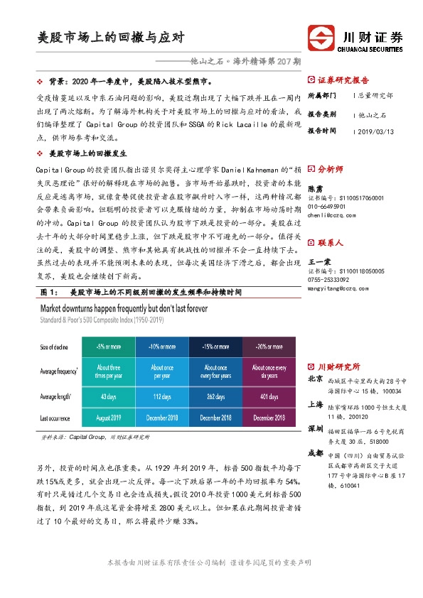 他山之石·海外精译第207期：美股市场上的回撤与应对