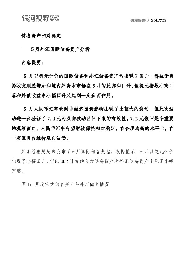 5月外汇国际储备资产分析：储备资产相对稳定