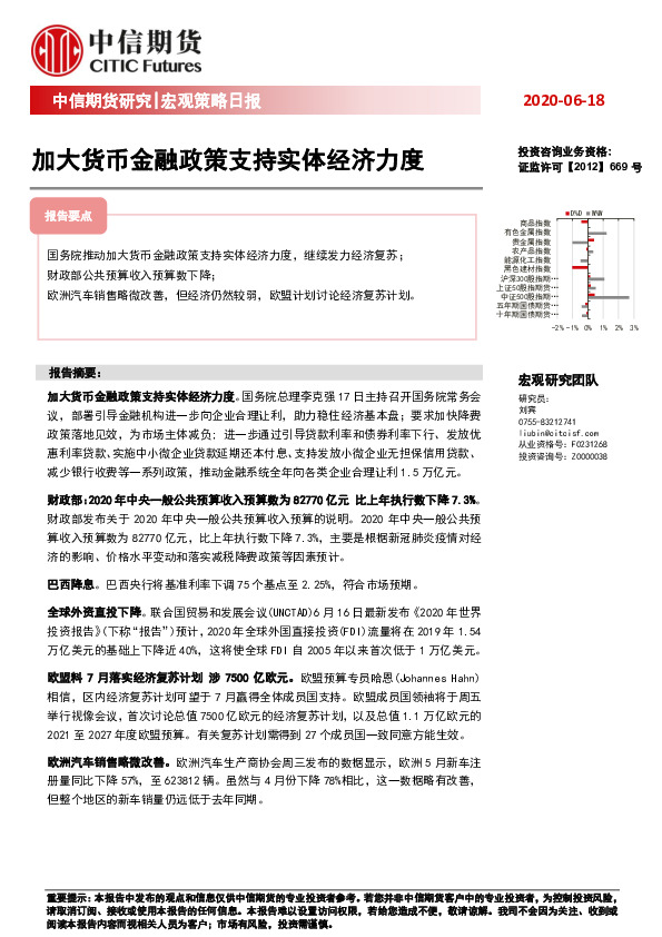 宏观策略日报：加大货币金融政策支持实体经济力度