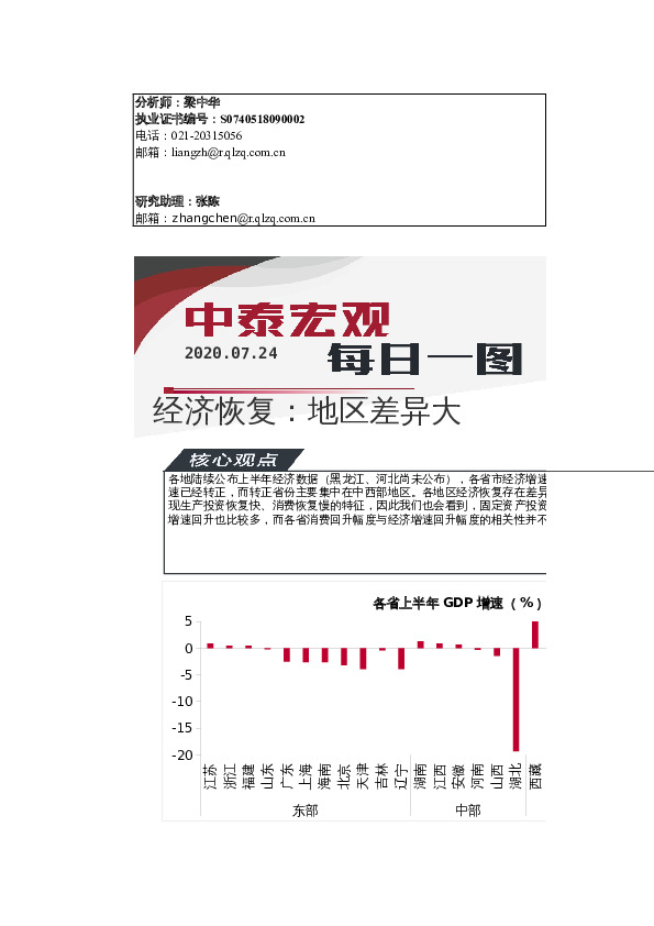 中泰宏观每日一图：经济恢复，地区差异大