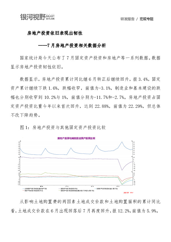 7月房地产投资相关数据分析：房地产投资依旧表现出韧性