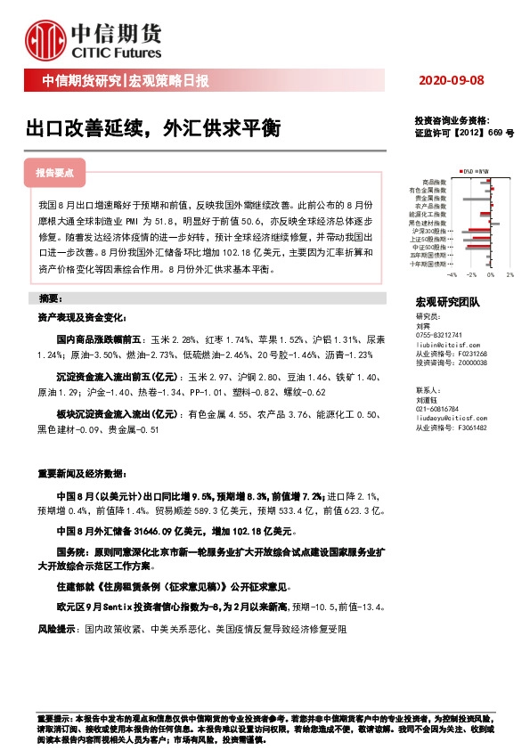 宏观策略日报：出口改善延续，外汇供求平衡