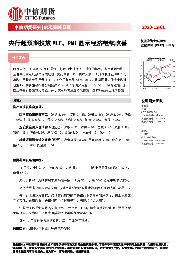 宏观策略日报：央行超预期投放MLF，PMI显示经济继续改善