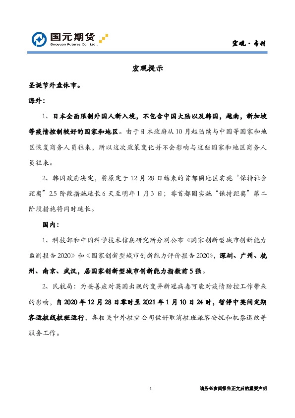 海外综述和宏观提示