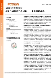 乡村振兴专题研究系列一：中国“乡村振兴”怎么做？——来自日韩的启示