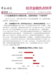 经济金融热点快评2021年第51期（总487第期）：3月金融数据同比增速回落，政策将确保“不急转弯”