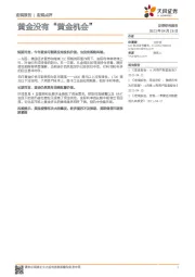 宏观点评：黄金没有“黄金机会”