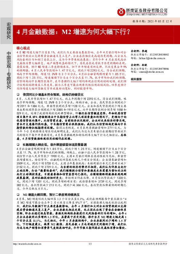 4月金融数据：M2增速为何大幅下行？