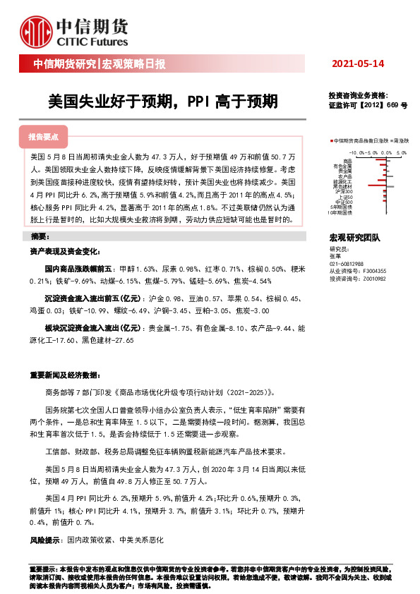 宏观策略日报：美国失业好于预期，PPI高于预期