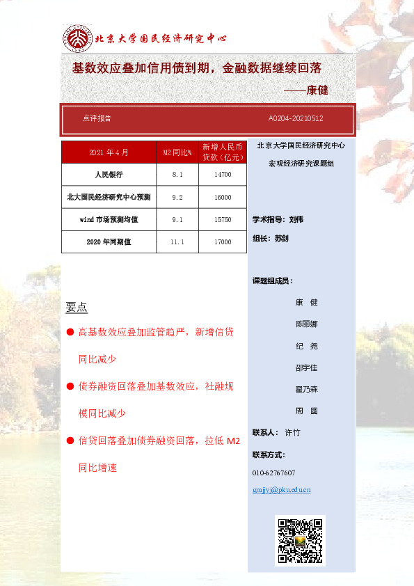 基数效应叠加信用债到期，金融数据继续回落