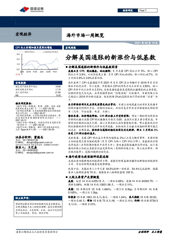海外市场一周概览：分解美国通胀的新涨价与低基数