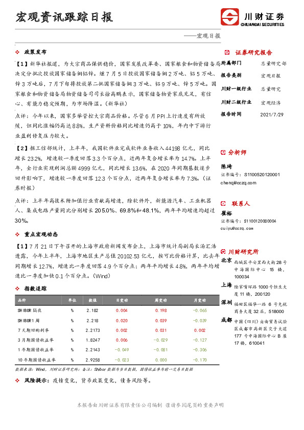 宏观资讯跟踪日报