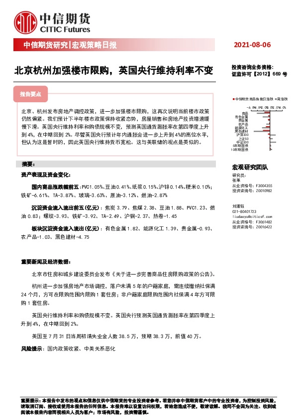 宏观策略日报：北京杭州加强楼市限购，英国央行维持利率不变