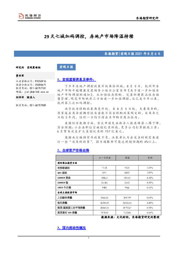 宏观日报：29天七城加码调控，房地产市场降温持续