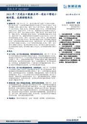 2021年7月进出口数据点评：进出口增速小幅回落，或将持续承压