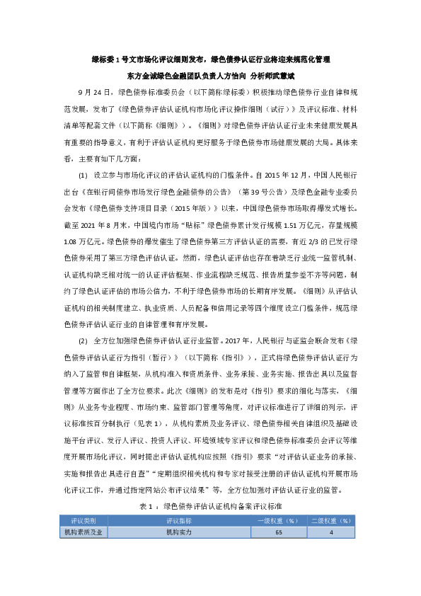 绿标委1号文市场化评议细则发布，绿色债券认证行业将迎来规范化管理