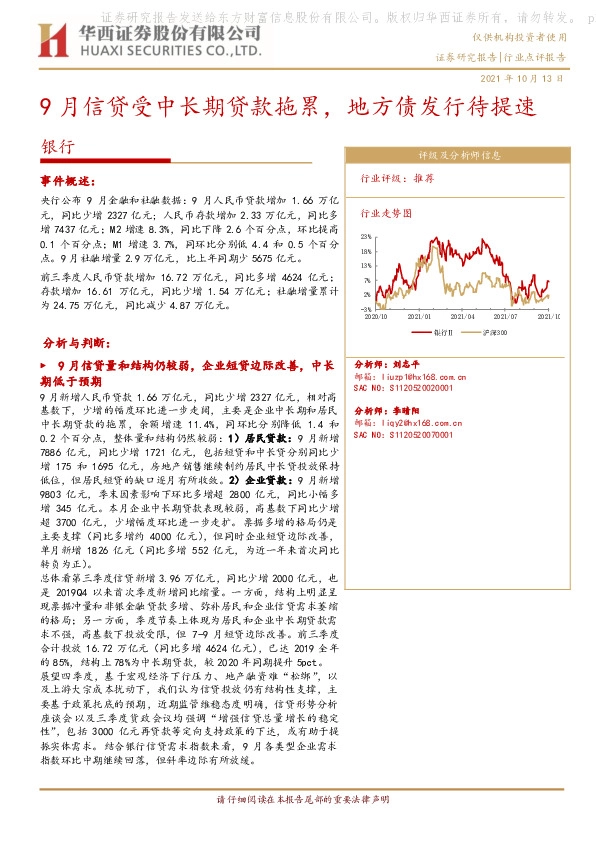 9月信贷受中长期贷款拖累，地方债发行待提速
