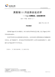 美联储11月议息会议点评：Taper如期落定，加息尚需时间
