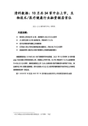 清科数据：10月共34家中企上市，生物技术/医疗健康行业融资额居首位