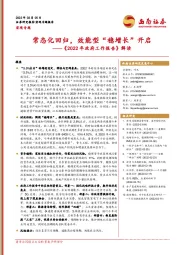 《2022年政府工作报告》解读：常态化回归，效能型“稳增长”开启