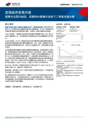 宏观经济宏观月报：疫情冲击国内经济，政策和补偿增长加持下二季度有望企稳