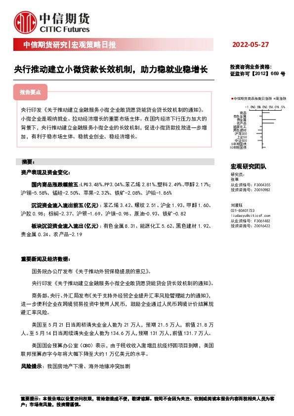宏观策略日报：央行推动建立小微贷款长效机制，助力稳就业稳增长