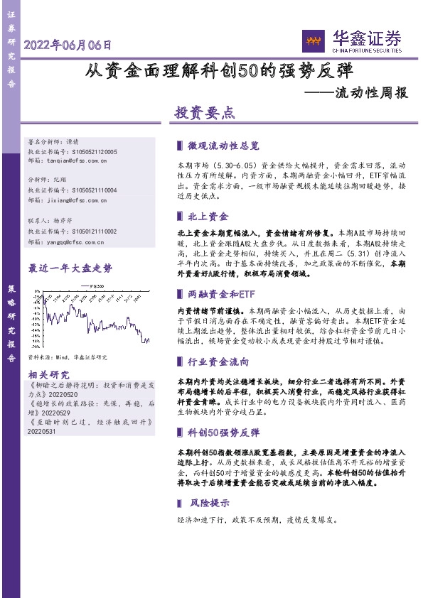 流动性周报：从资金面理解科创50的强势反弹