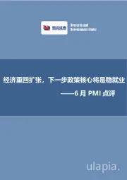 6月PMI点评：经济重回扩张，下一步政策核心将是稳就业