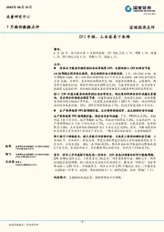 7月物价数据点评：CPI中枢，上去容易下来难
