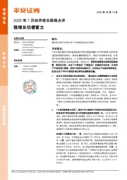 2022年7月经济增长数据点评：稳增长仍需蓄力