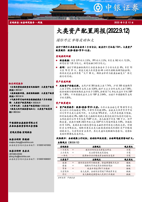 大类资产配置周报：国际外汇市场波动加大