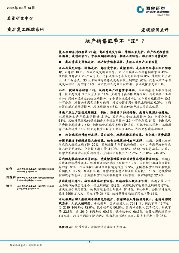 疫后复工跟踪系列：地产销售旺季不“旺”？