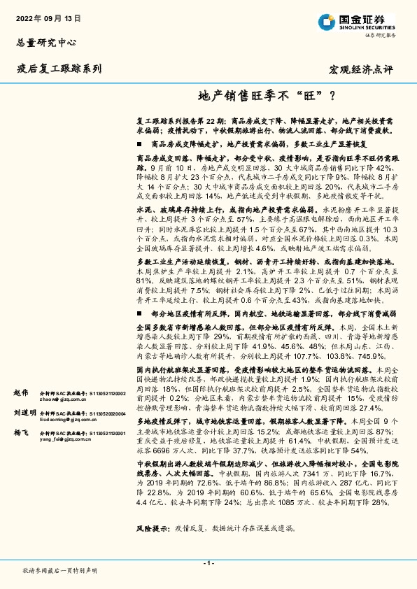 疫后复工跟踪系列：地产销售旺季不“旺”？