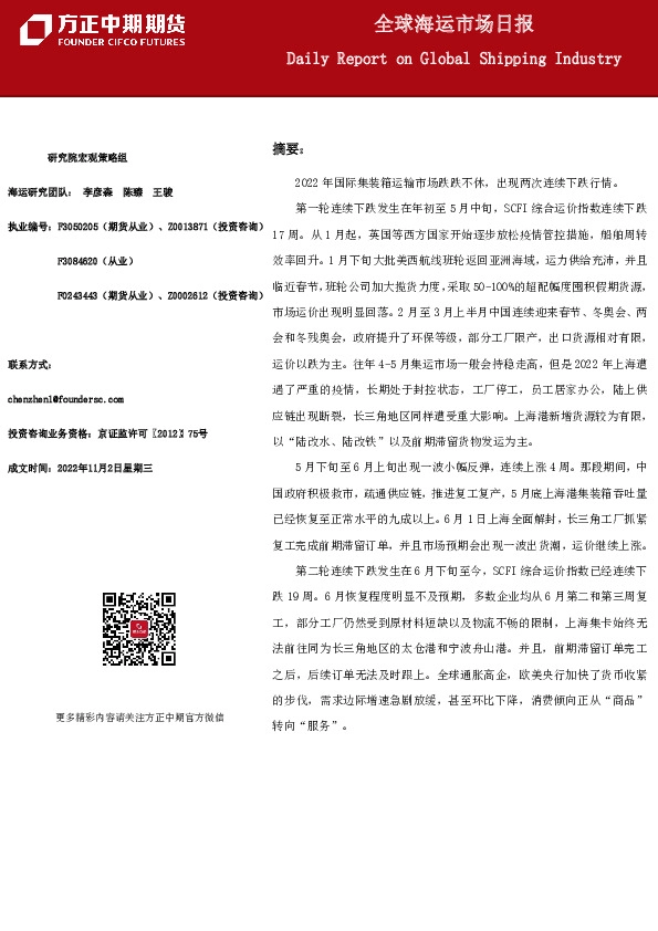 全球海运市场日报