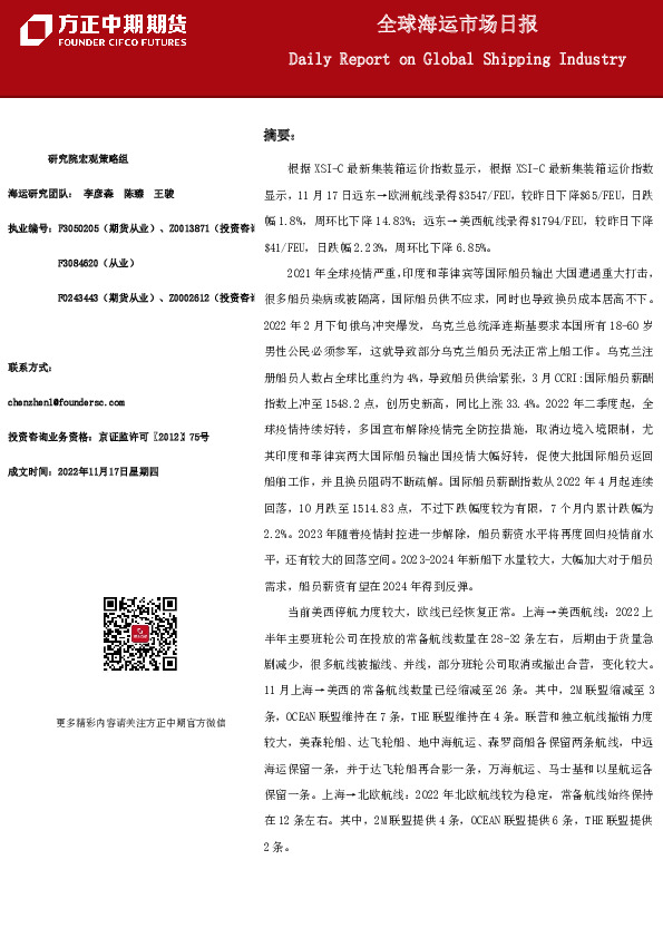 全球海运市场日报