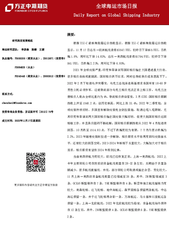 全球海运市场日报