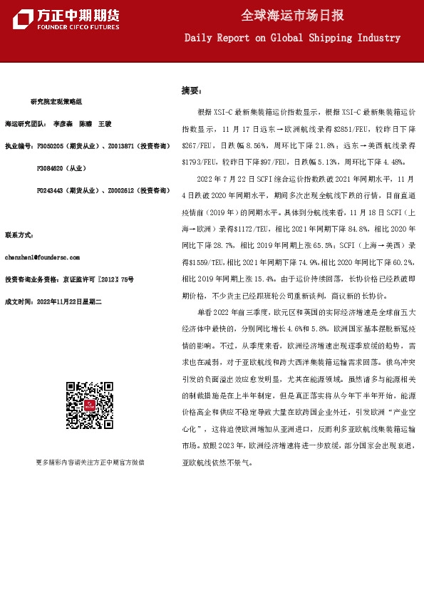 全球海运市场日报
