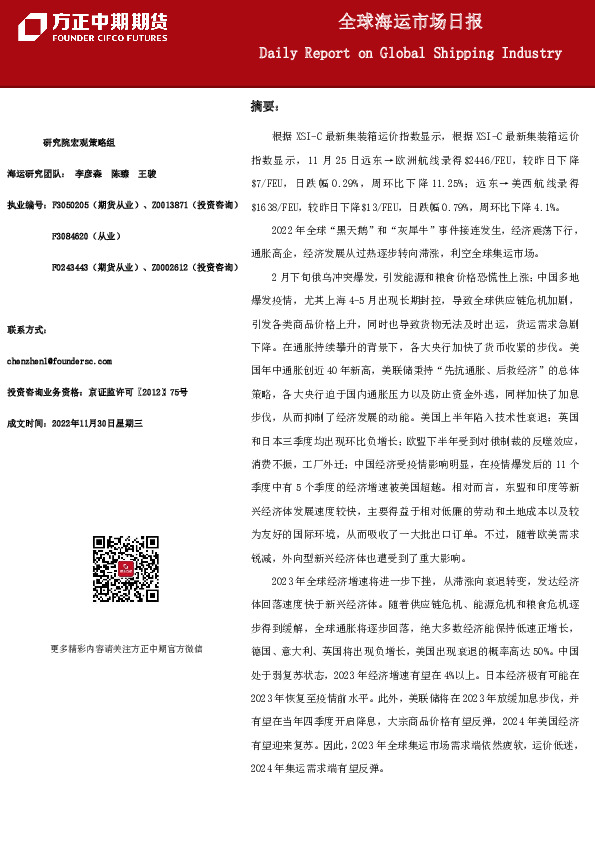 全球海运市场日报