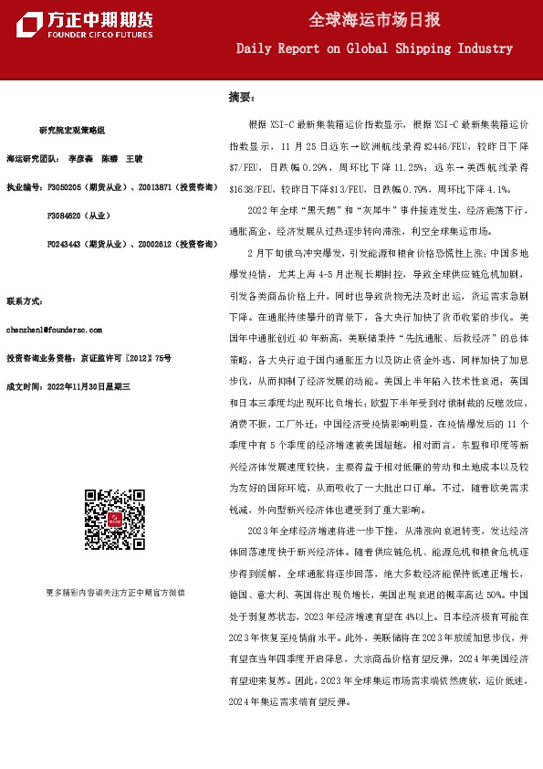 全球海运市场日报