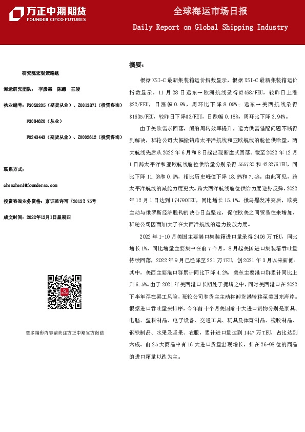 全球海运市场日报