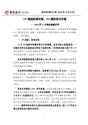 2022年11月物价数据点评：CPI通胀延续回落，PPI通胀低位企稳