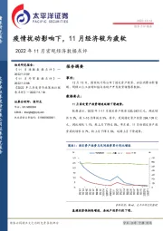 2022年11月宏观经济数据点评：疫情扰动影响下，11月经济较为疲软