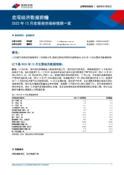 宏观经济数据前瞻：2022年12月宏观经济指标预期一览