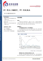 12月通胀数据点评：CPI同比小幅提升，PPI仍处低位