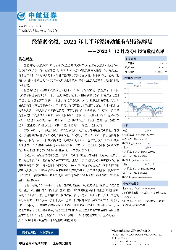 2022年12月及Q4经济数据点评：经济弱企稳，2023年上半年经济动能有望持续修复