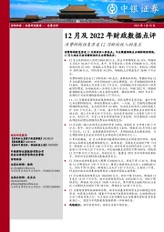 12月及2022年财政数据点评：消费结构性复苏是12月财政收入的亮点