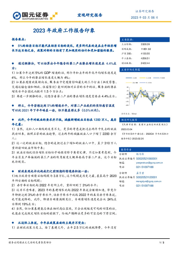 2023年政府工作报告印象