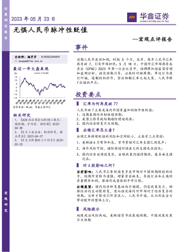 宏观点评报告：无惧人民币脉冲性贬值
