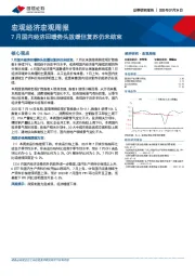 宏观经济宏观周报：7月国内经济回暖势头放缓但复苏仍未结束